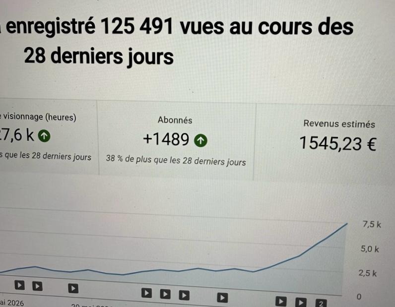 Données analytiques 125k vues 1545€
