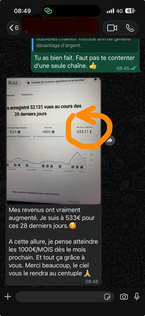 WhatsApp 533€ en 28 jours
