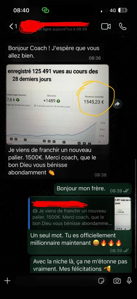 WhatsApp 1500€ Palier Franchi